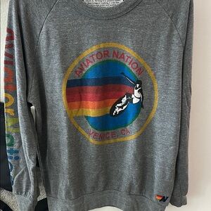 Aviator Nation Gray Graphic Sweatshirt Sz L